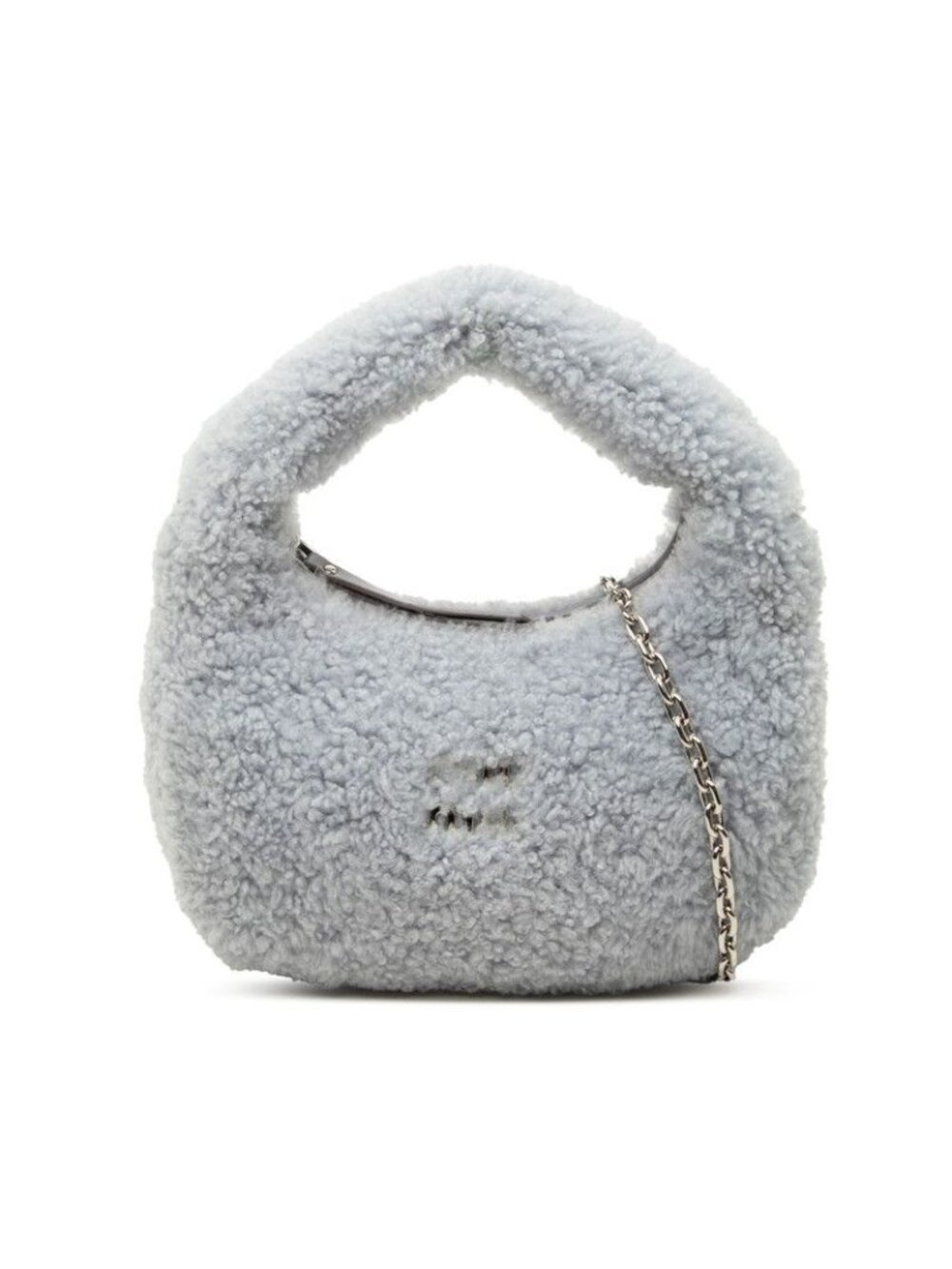 Miu Miu Wonder Hobo Chain Shoulder Bag 2-Way Blue Wool